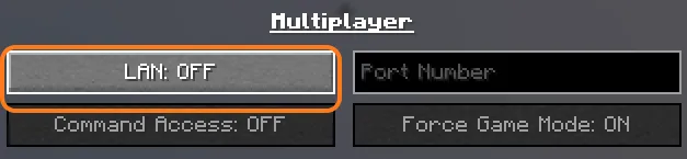 بخش Multiplayer در World Options ماینکرافت جاوا با دکمهی LAN